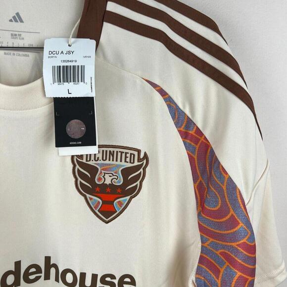 D.C. United 25/26 Away Custom Jersey De La Cruz #4 Men's L Adidas Cream NWT - Picture 8 of 9